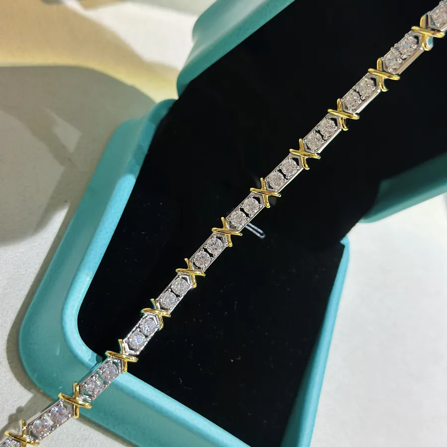 Schlumberger Series T Jewelry Four Prong Cross Diamond Bracelet