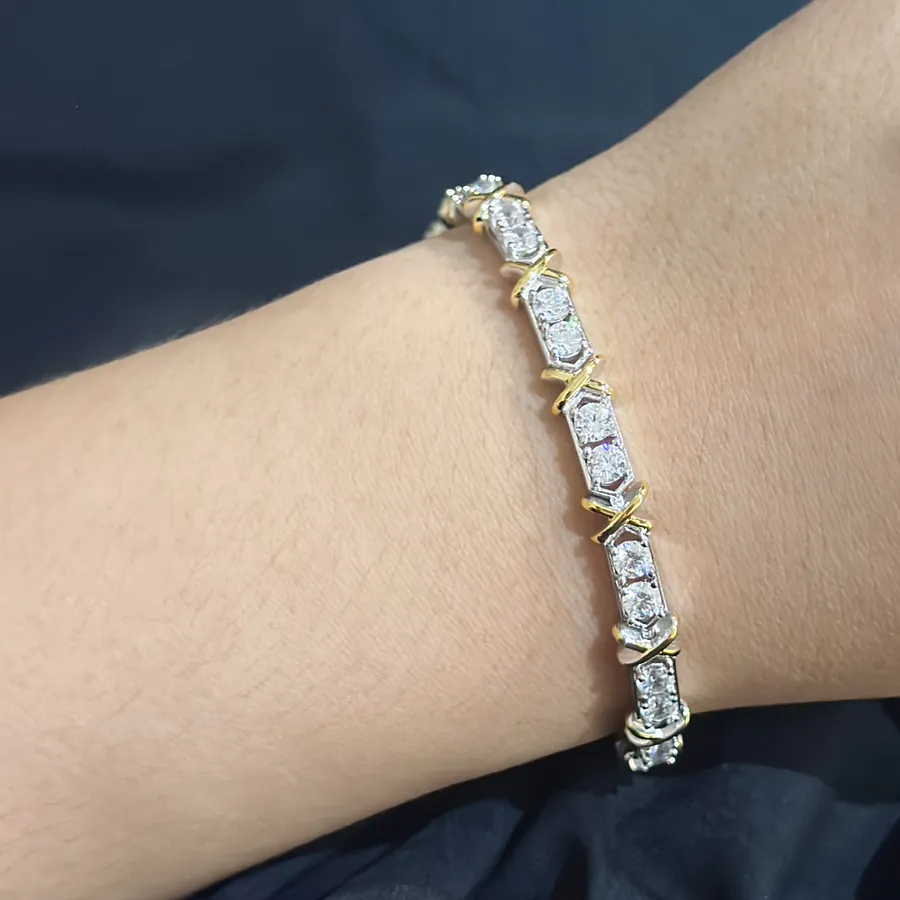 Schlumberger Series T Jewelry Four Prong Cross Diamond Bracelet