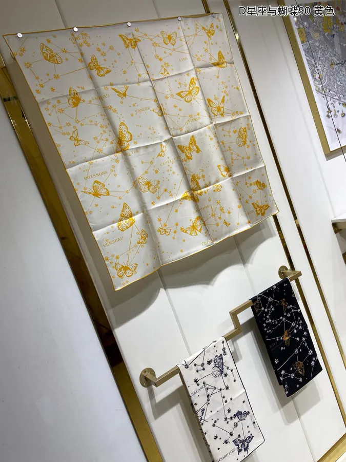 New D Constellation & Butterfly 90 Silk Scarf