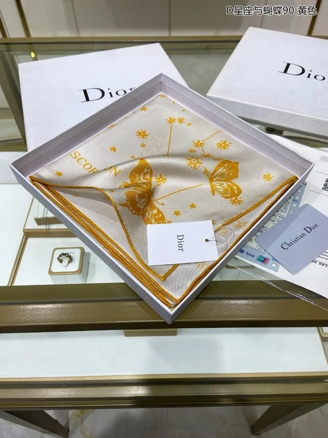 New D Constellation & Butterfly 90 Silk Scarf