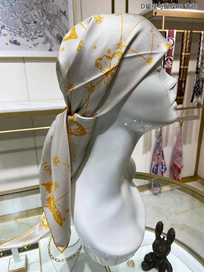 New D Constellation & Butterfly 90 Silk Scarf