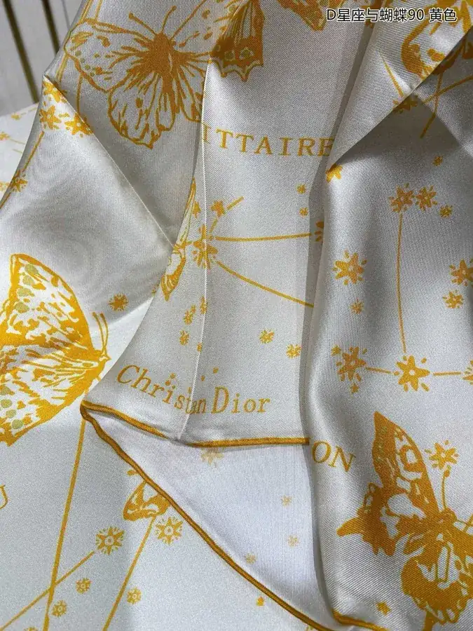 New D Constellation & Butterfly 90 Silk Scarf