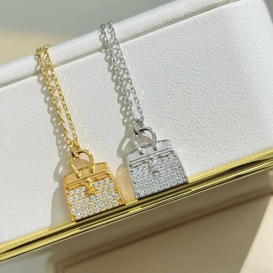 H Family New Kelly Handbag Premium Custom 925 Silver Plated with Diamonds