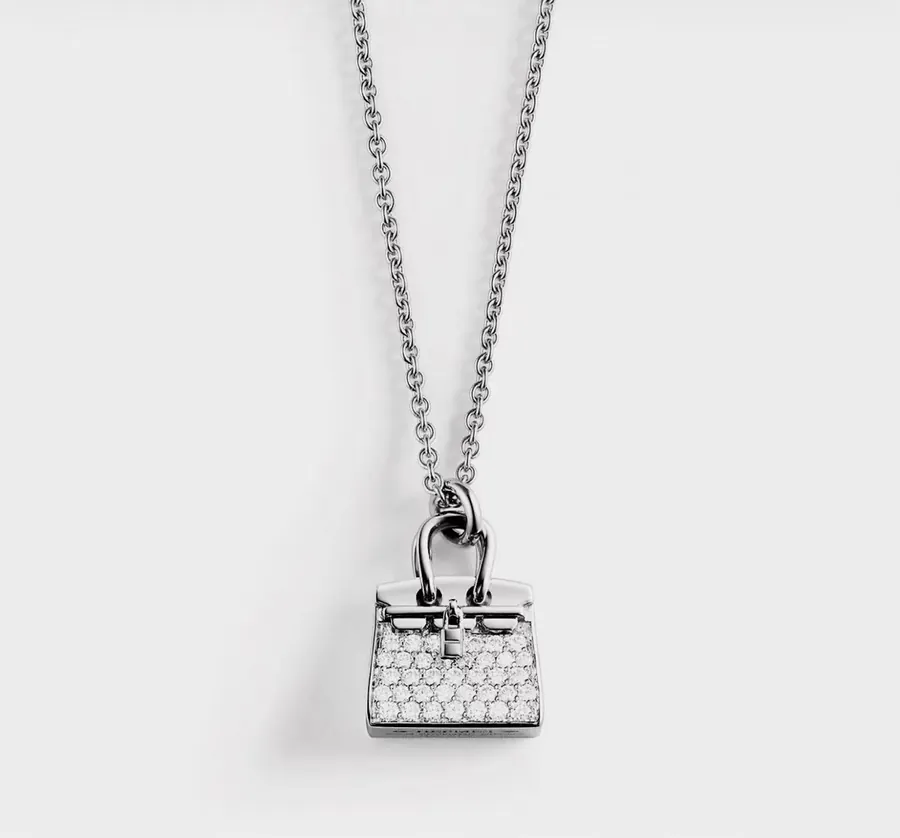 H Family New Kelly Handbag Premium Custom 925 Silver Plated with Diamonds