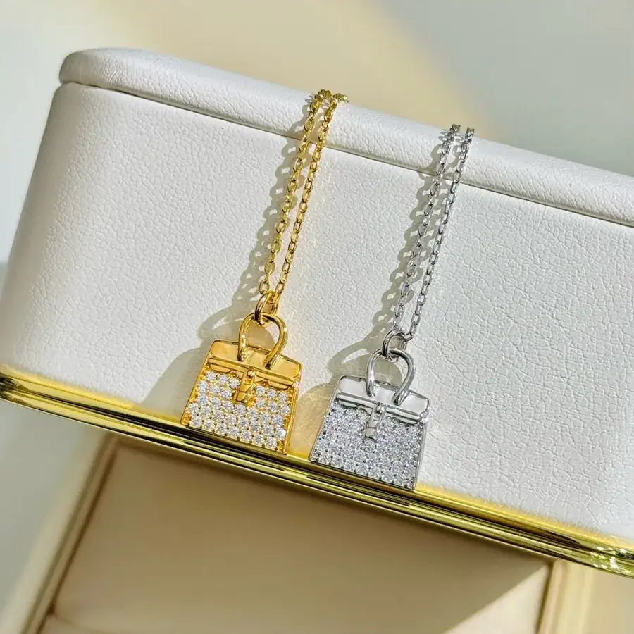 H Family New Kelly Handbag Premium Custom 925 Silver Plated with Diamonds