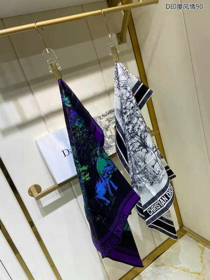 D India Style 90 Double Sided Print Silk Scarf