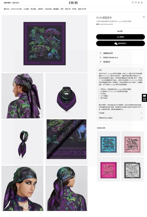 D India Style 90 Double Sided Print Silk Scarf