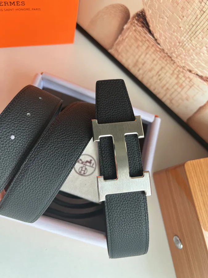 P220 Togo Leather Double Face Belt 38mm with Premium Steel H Clasp
