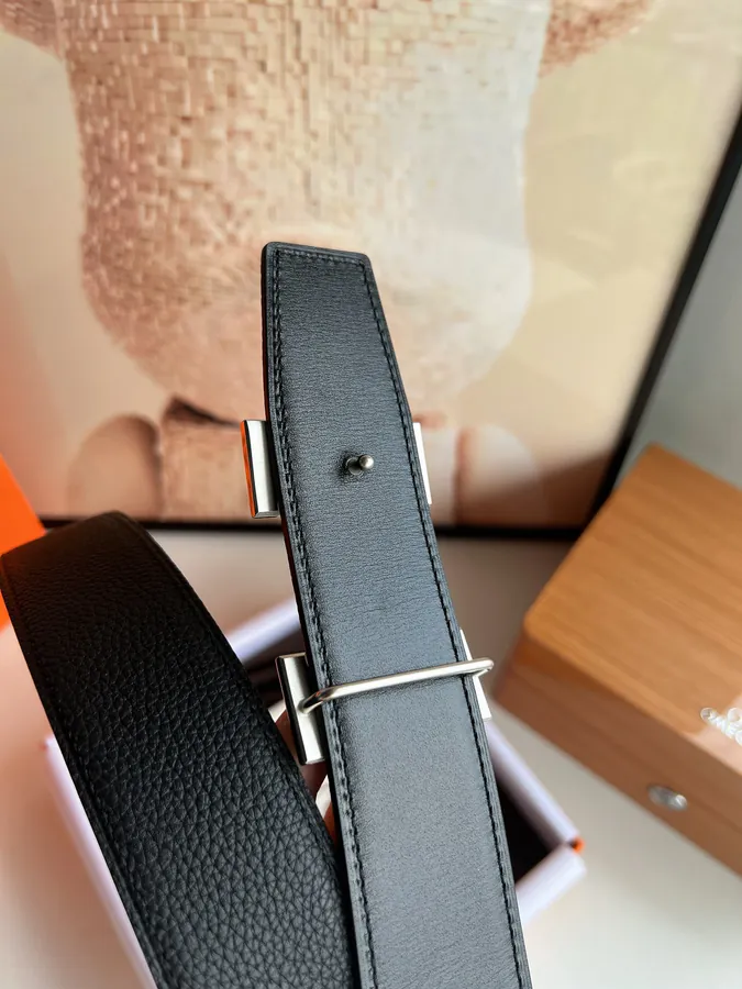 P220 Togo Leather Double Face Belt 38mm with Premium Steel H Clasp