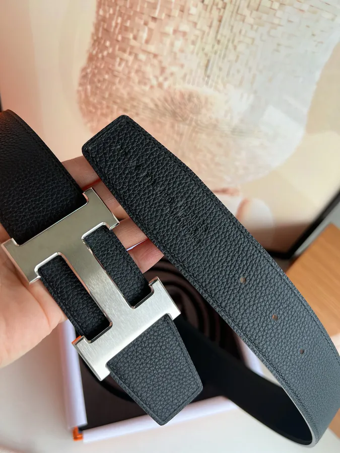 P220 Togo Leather Double Face Belt 38mm with Premium Steel H Clasp