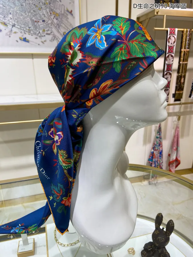 New D Life Tree 90 Silk Scarf Elegant and Refine