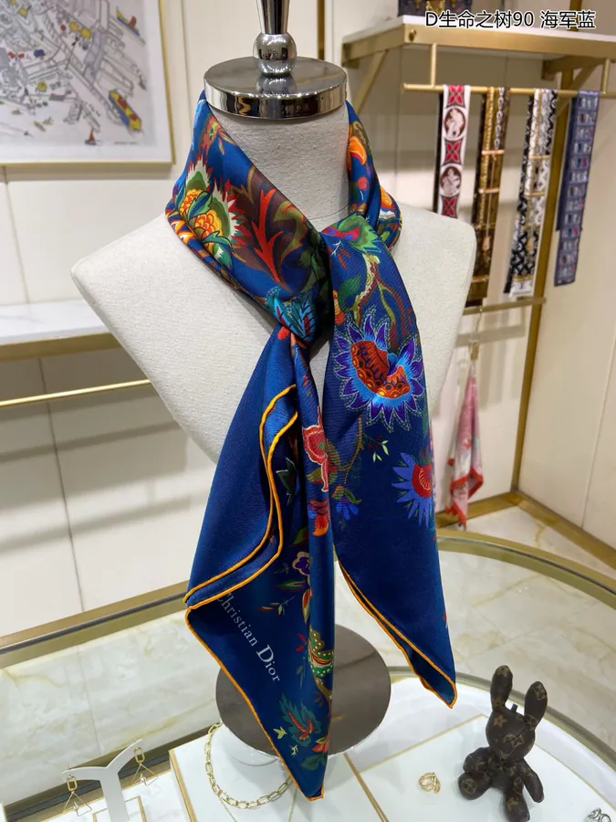 New D Life Tree 90 Silk Scarf Elegant and Refine