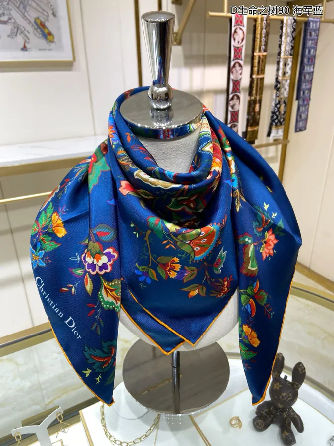 New D Life Tree 90 Silk Scarf Elegant and Refine