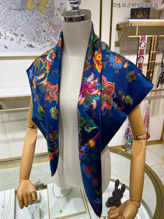 New D Life Tree 90 Silk Scarf Elegant and Refine