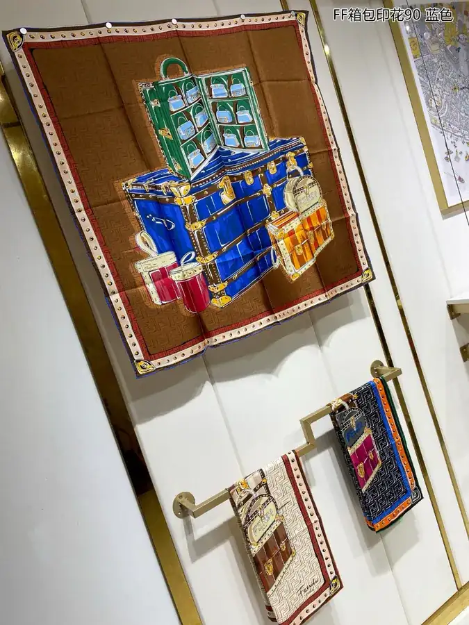 FF Box Bag with Silk Scarf, 90cm x 90cm