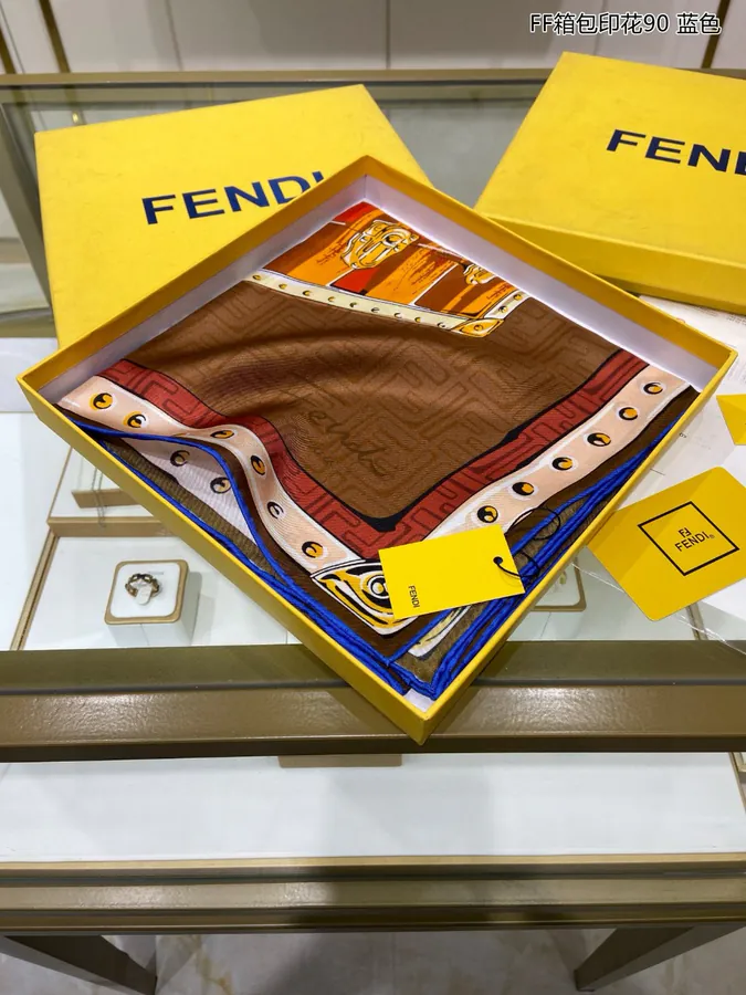 FF Box Bag with Silk Scarf, 90cm x 90cm