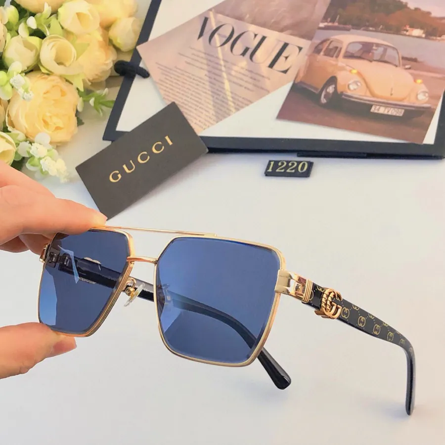 Gucc* New Mens Sunglasses Metal Frame Fashion Oversized Driving Glasses