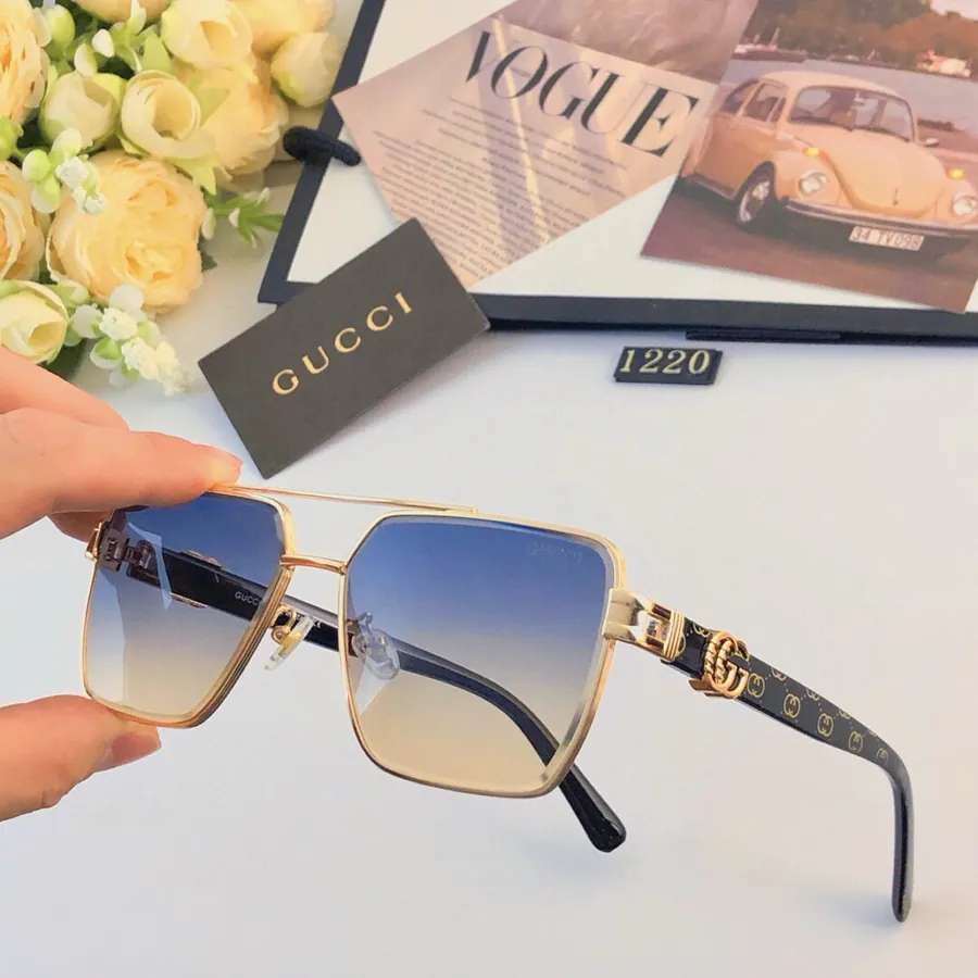 Gucc* New Mens Sunglasses Metal Frame Fashion Oversized Driving Glasses
