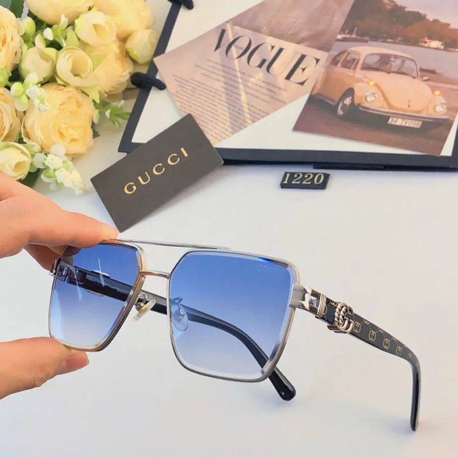 Gucc* New Mens Sunglasses Metal Frame Fashion Oversized Driving Glasses