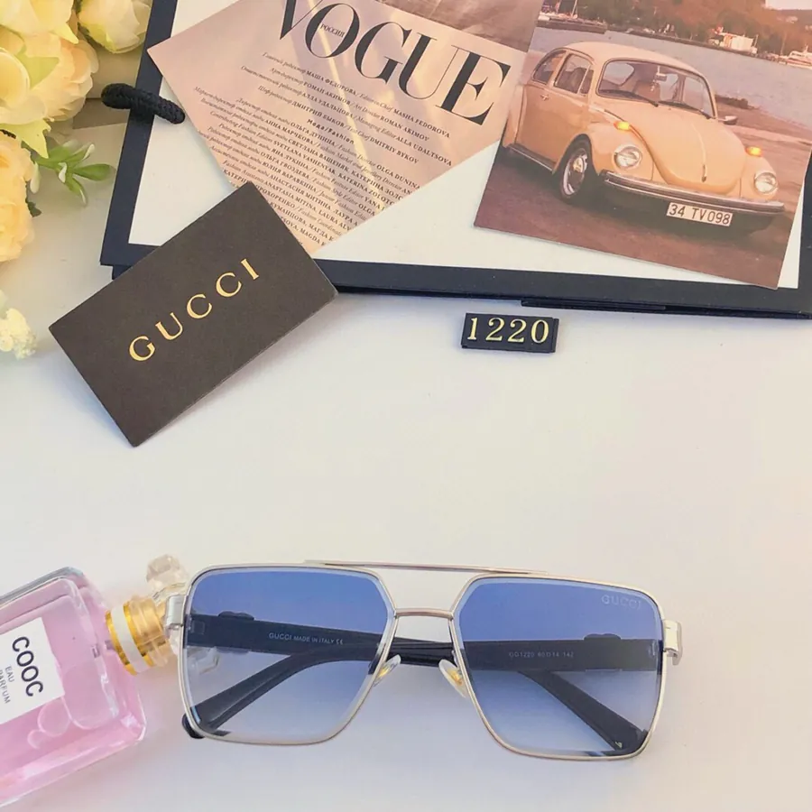 Gucc* New Mens Sunglasses Metal Frame Fashion Oversized Driving Glasses