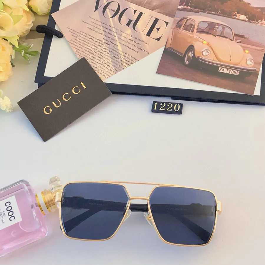 Gucc* New Mens Sunglasses Metal Frame Fashion Oversized Driving Glasses