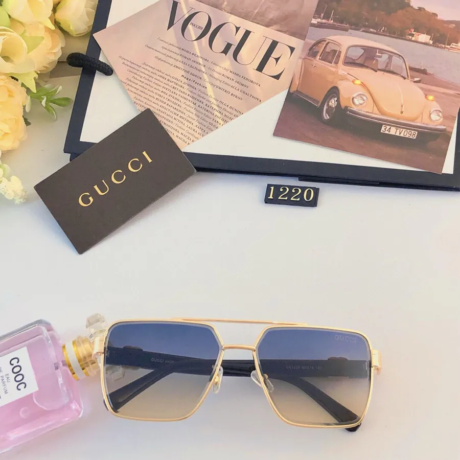 Gucc* New Mens Sunglasses Metal Frame Fashion Oversized Driving Glasses