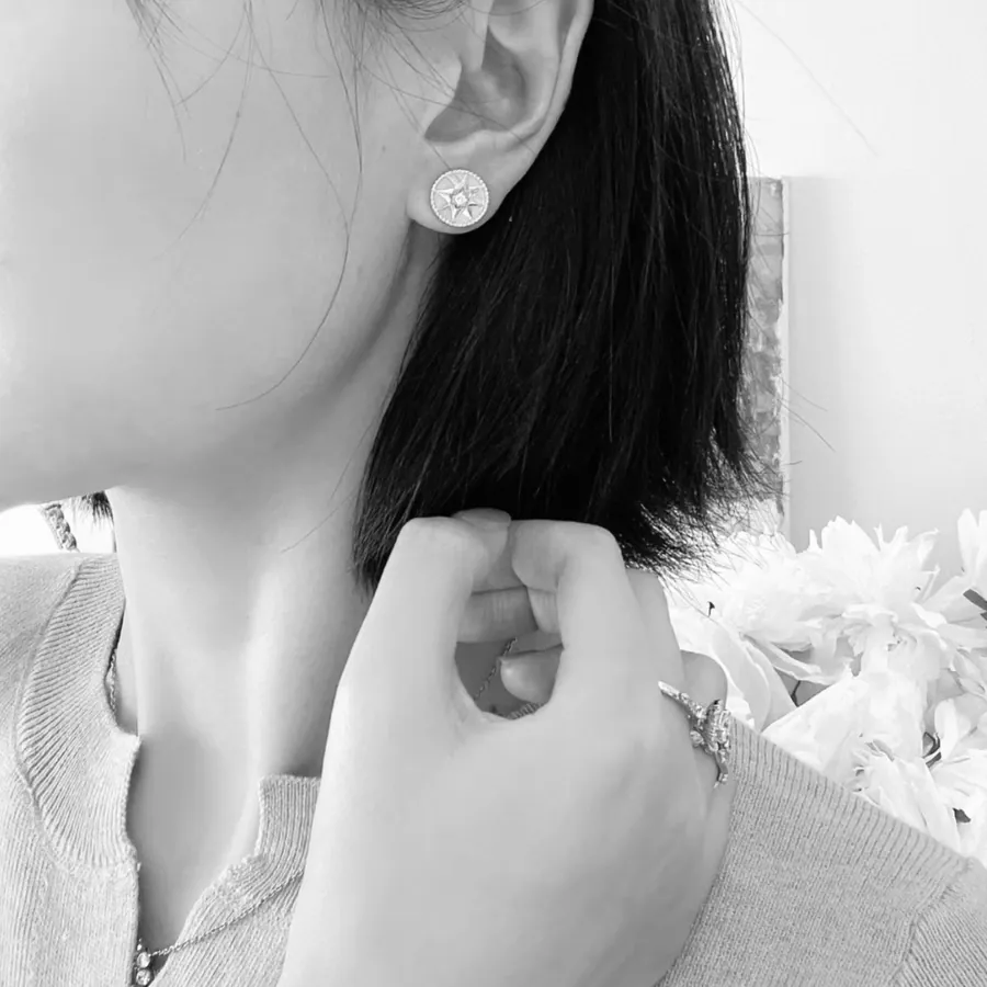 P75 A2672 D家 Eight Star Series Compass Stud Earrings