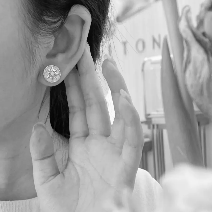 P75 A2672 D家 Eight Star Series Compass Stud Earrings
