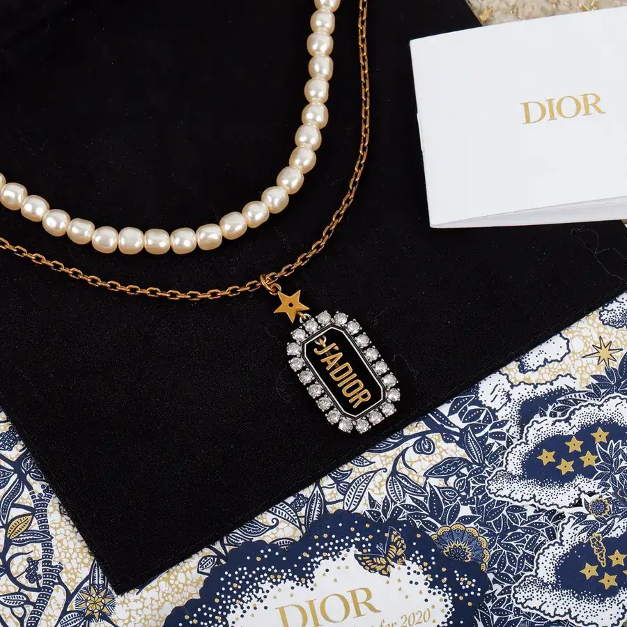 D!or Irregular Pearl Necklace, Vintage Gold and Irregular Pearl