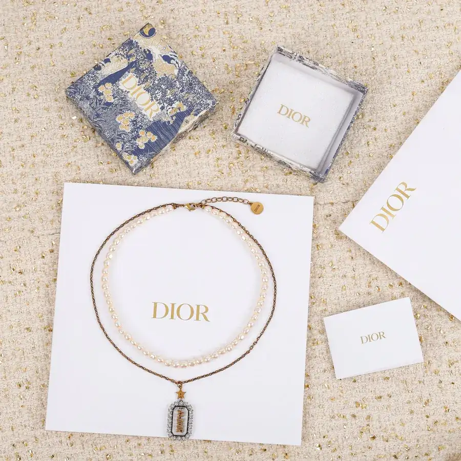 D!or Irregular Pearl Necklace, Vintage Gold and Irregular Pearl
