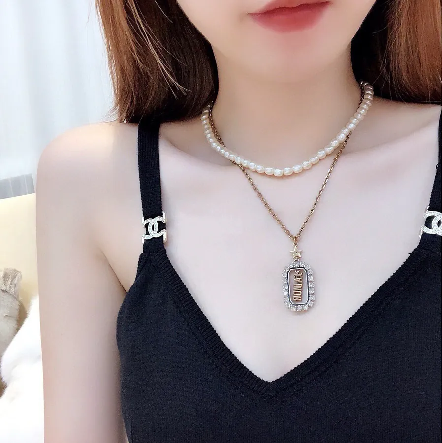 D!or Irregular Pearl Necklace, Vintage Gold and Irregular Pearl