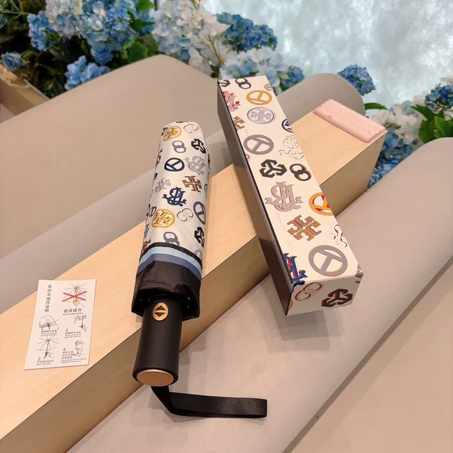 Tory Burch Black UV Sunscreen Umbrella with Automatic Open and Close