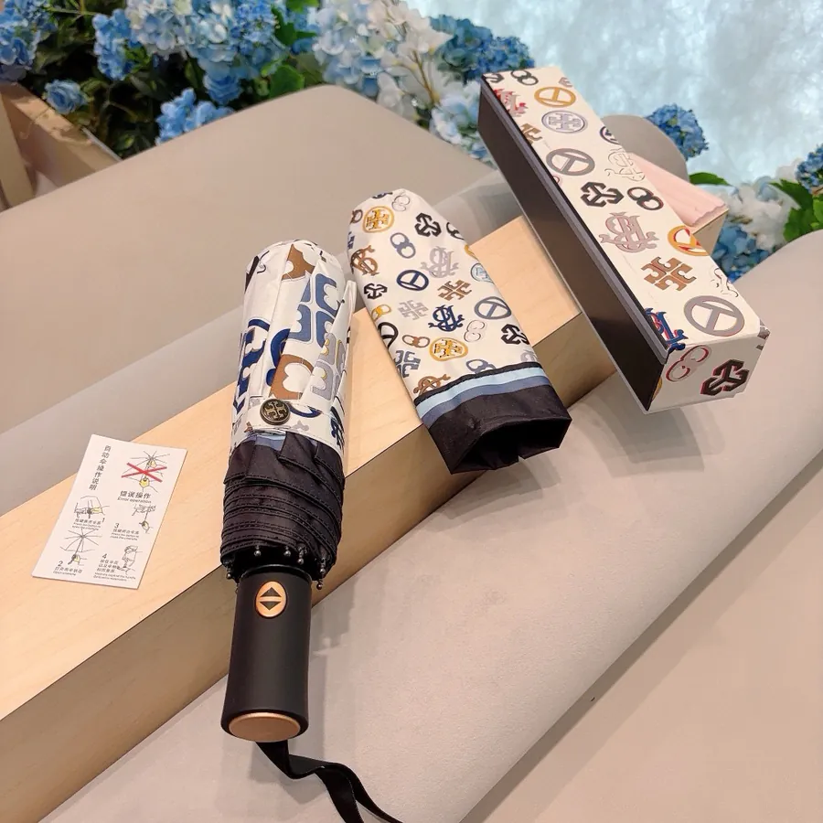 Tory Burch Black UV Sunscreen Umbrella with Automatic Open and Close
