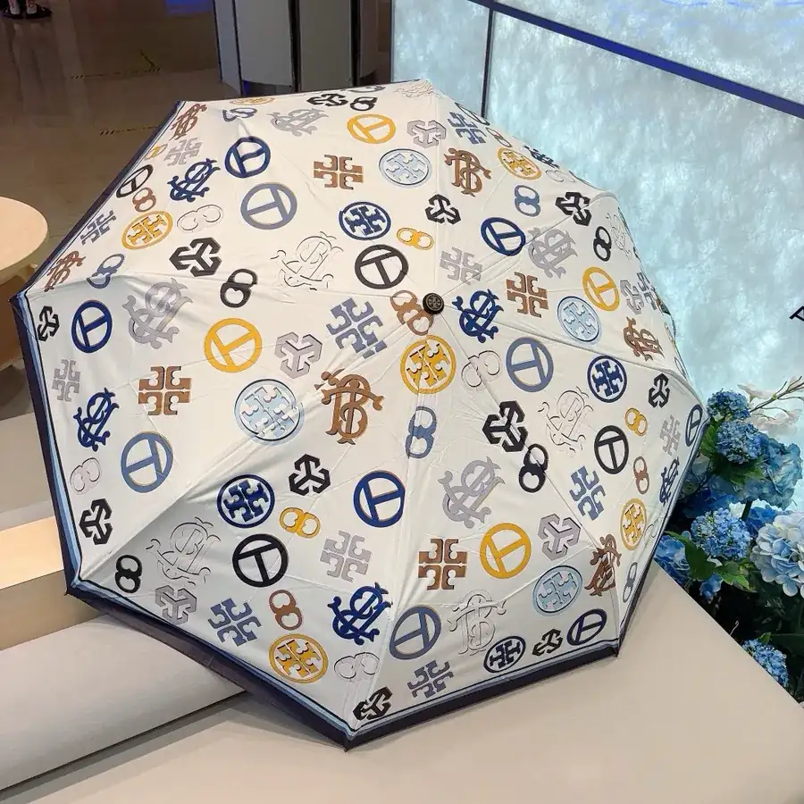 Tory Burch Black UV Sunscreen Umbrella with Automatic Open and Close
