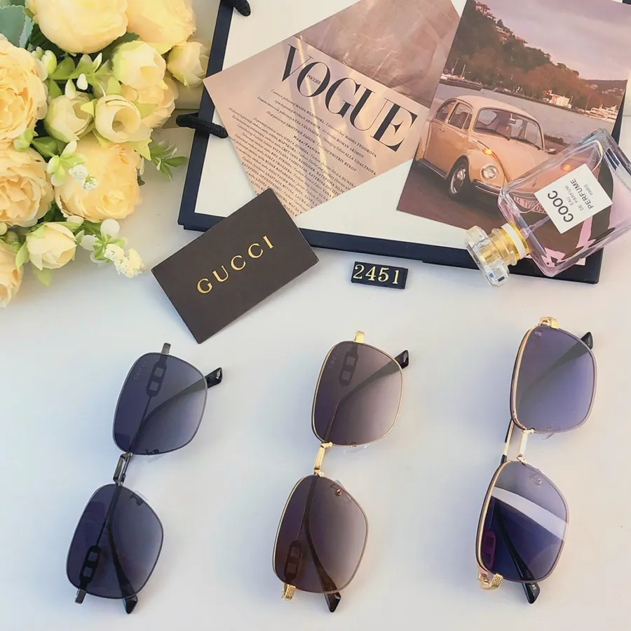 Gucc* Minimalist Ins Style Metal Frame Sunglasses