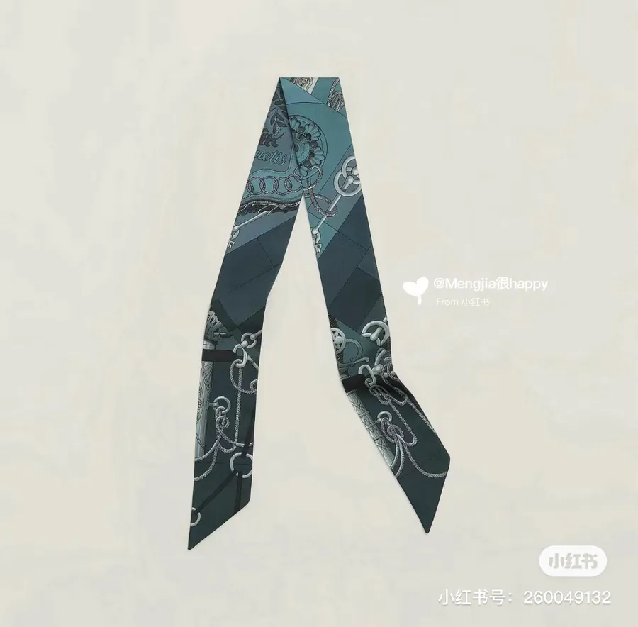 H House New Scarf Military March Pattern, 100% Heavyweight Silk Taffeta