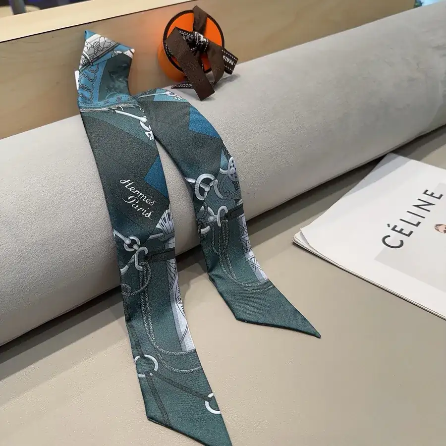 H House New Scarf Military March Pattern, 100% Heavyweight Silk Taffeta