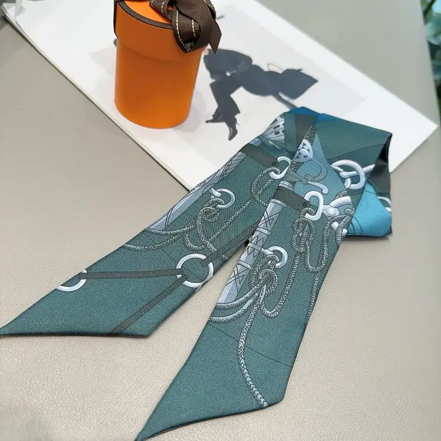 H House New Scarf Military March Pattern, 100% Heavyweight Silk Taffeta