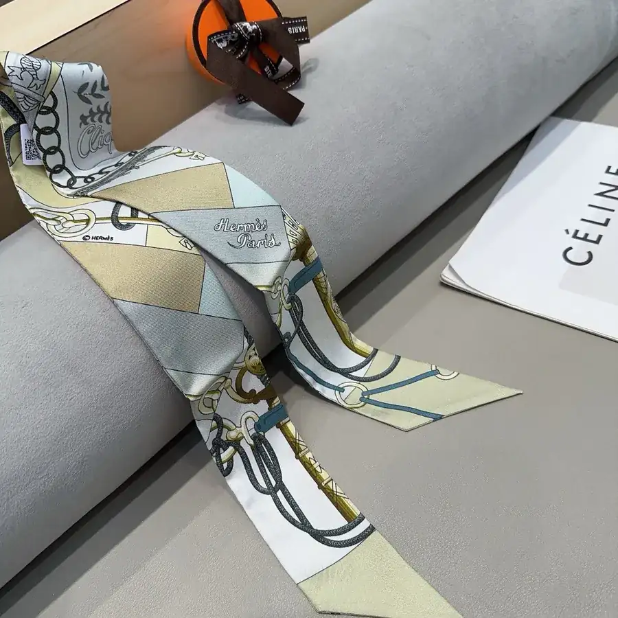 H House New Scarf Military March Pattern, 100% Heavyweight Silk Twill