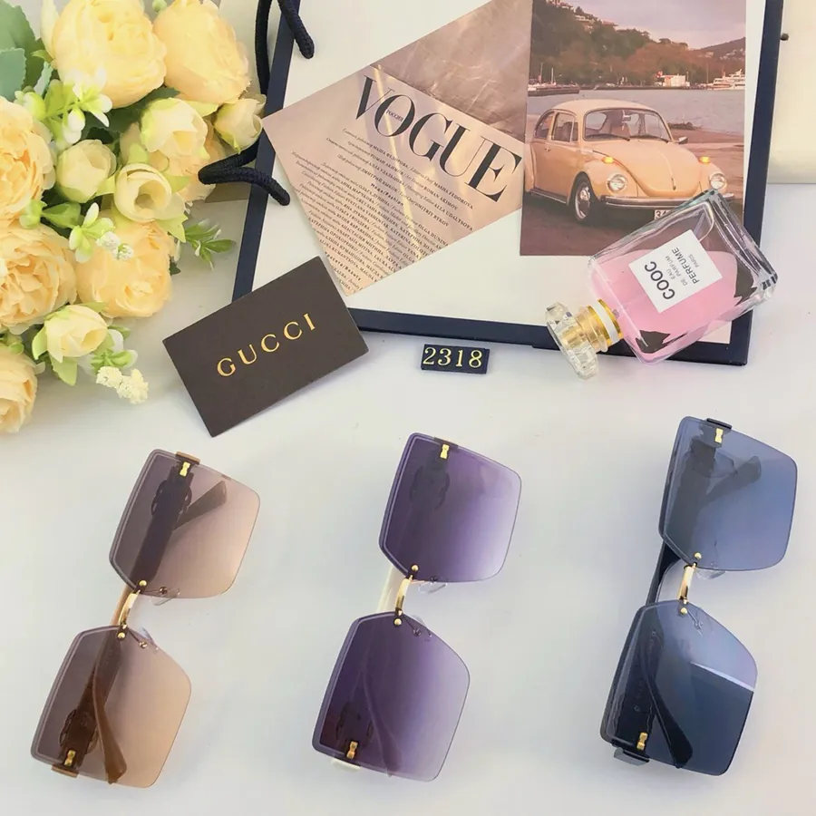 Gucc* 2024 New Square Frameless Sunglasses