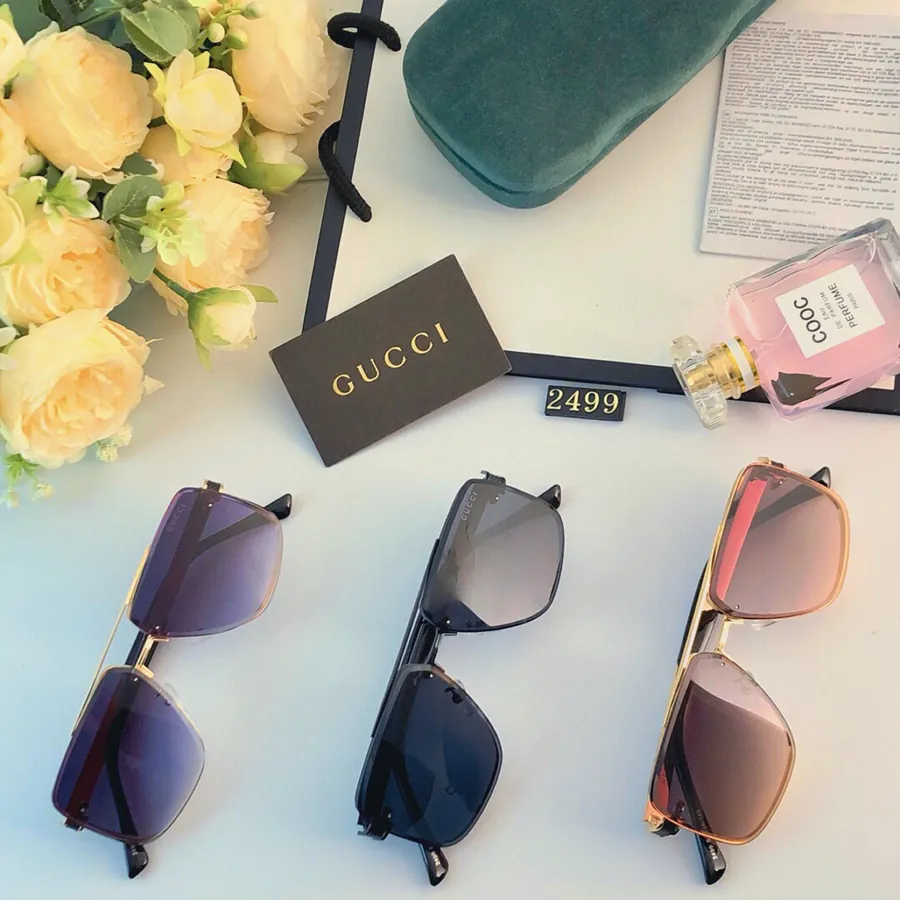 Gucc* New Double Bridge Square Frame Sunglasses for Men and Women