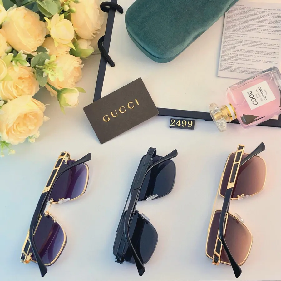Gucc* New Double Bridge Square Frame Sunglasses for Men and Women