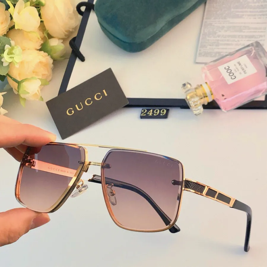 Gucc* New Double Bridge Square Frame Sunglasses for Men and Women