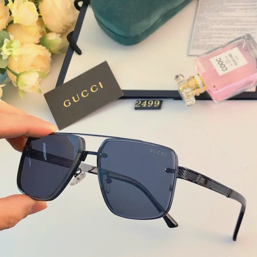 Gucc* New Double Bridge Square Frame Sunglasses for Men and Women