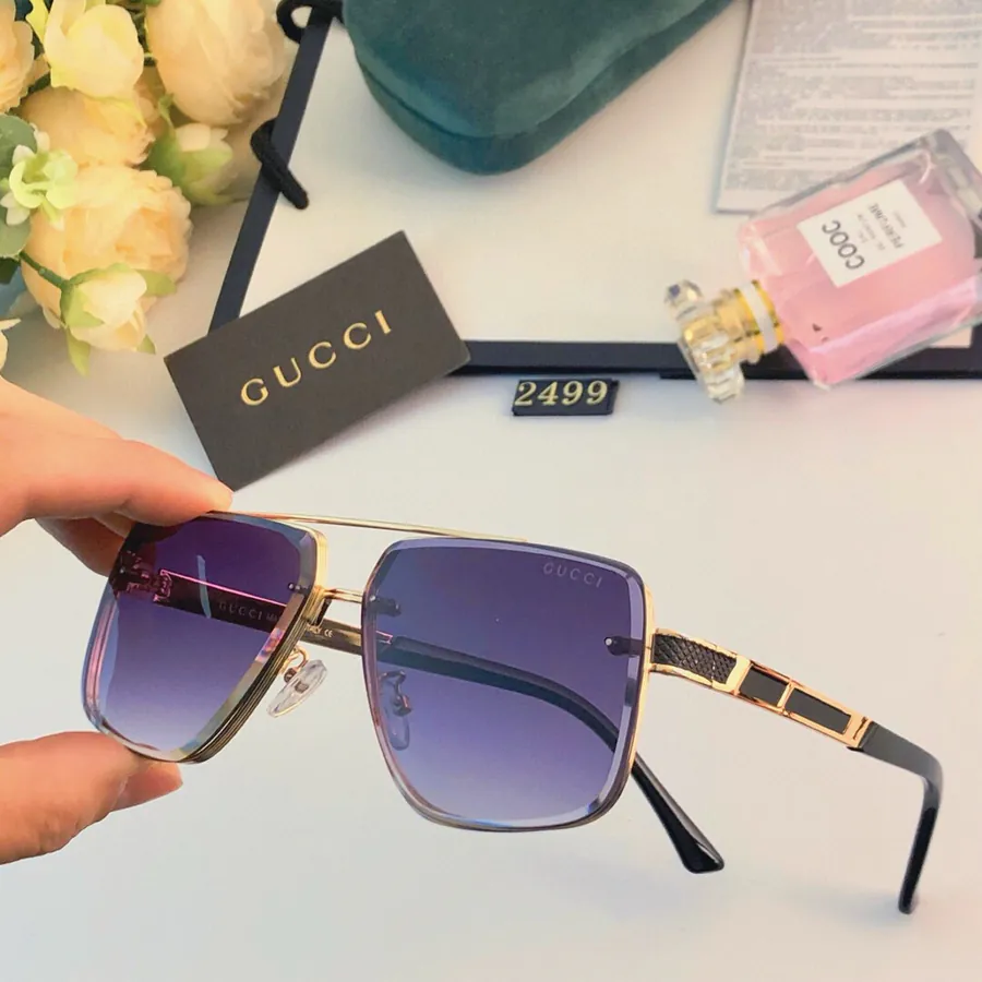Gucc* New Double Bridge Square Frame Sunglasses for Men and Women