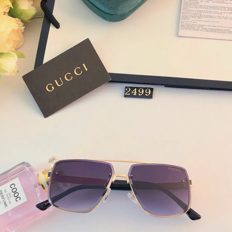 Gucc* New Double Bridge Square Frame Sunglasses for Men and Women