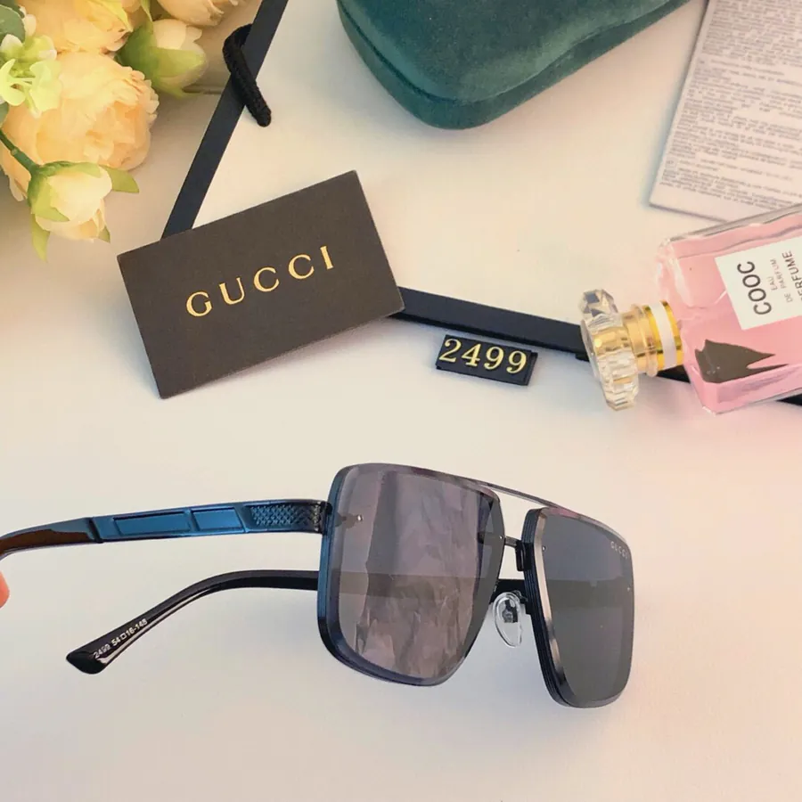 Gucc* New Double Bridge Square Frame Sunglasses for Men and Women