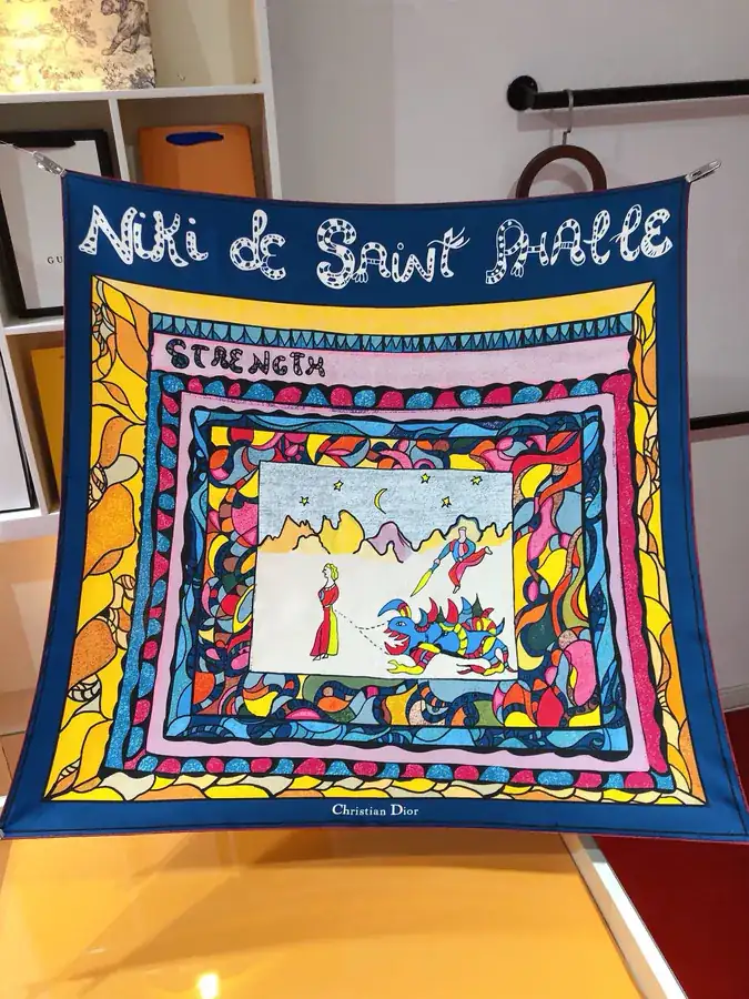 Dior Princess and Dragon Print Silk Scarf