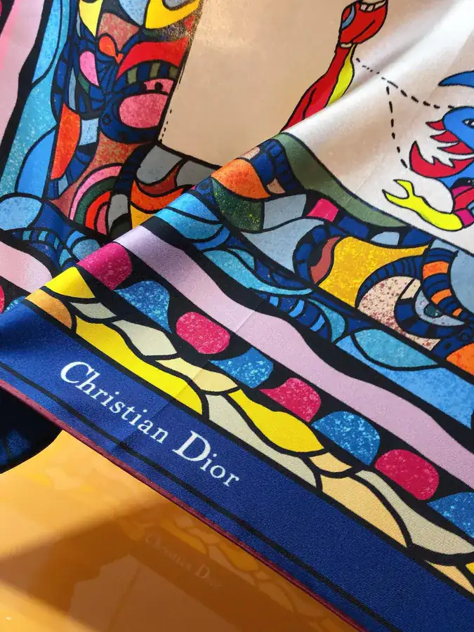 Dior Princess and Dragon Print Silk Scarf