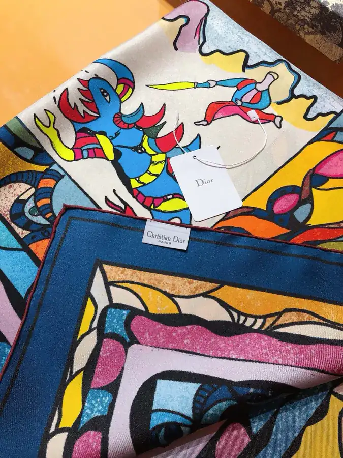 Dior Princess and Dragon Print Silk Scarf